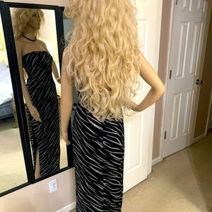Silver Black Leopard Tube Party Formal Dress S